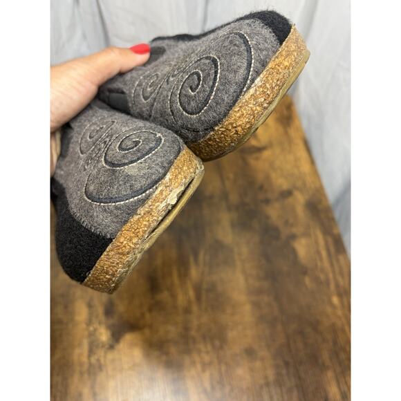 HAFLINGER Magic Felt Wool Clogs Size 40 Gray Black Duo Tone Cork Sole Slippers - Picture 3 of 12